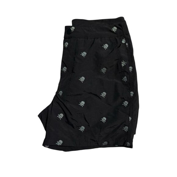John Varvatos USA Malibu Skull Print Swim Trunks Shorts - Picture 4 of 8